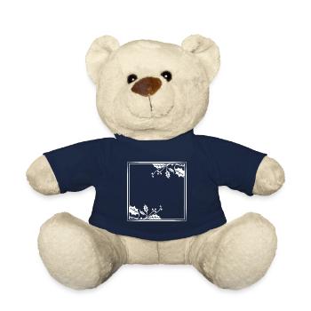 Cadre blanc laurier feuille Noël - Nounours - bleu marine - Devant
