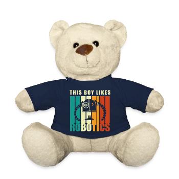 Boy Likes Robotics Mechanic Engineer Student Robot - Teddy Bear - french navy - Front