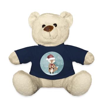 goldiger Fuchs für Weihnachten mit Zuckerstange - Teddy - French Navy - Vorne