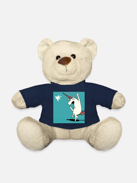 Licorne blanche bande dessinée! Cadeau - Nounours - bleu marine