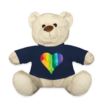 Rainbow Heart LGBTQ+ proud pride colorful diversity - Teddy Bear - french navy - Front