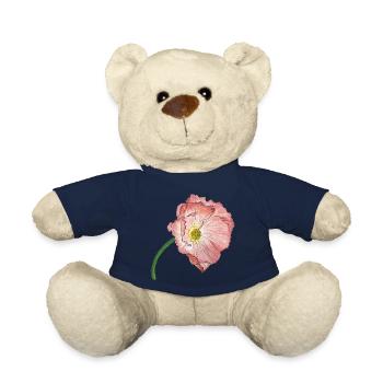 fleur de coquelicot rose - Nounours - bleu marine - Devant