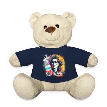 Retro 80s Woman mit Airbrush Details, Getränkedose - Teddy - French Navy - Vorne