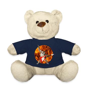 Affe Weißbartgibbon E-Gitarre Feuer lets rock - Teddy - French Navy - Vorne