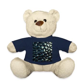 Black Cobblestone Metallic Textured Pattern - Teddy Bear - french navy - Front