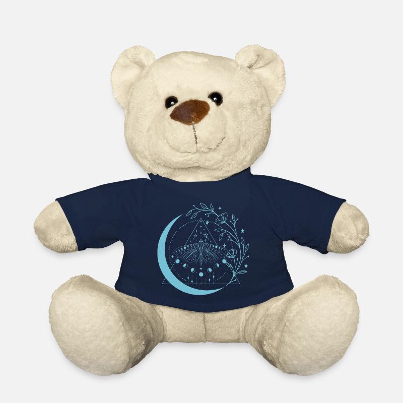 Moth Moon Flowers - Teddy Bear - french navy