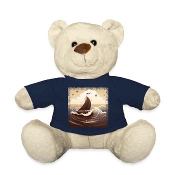 Chocolate brown dinghy on rough seas - Teddy Bear - french navy - Front