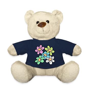 fleur colorée motif floral vrille florale florale - Nounours - bleu marine - Devant