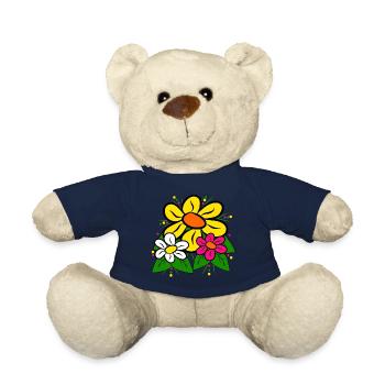 flower meadow colorful blossom flower tendril daisies - Teddy Bear - french navy - Front