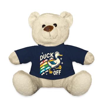 Duck Hunter Pun, Duck Off, Retro Waterfowl Duck - Teddy - French Navy - Vorne