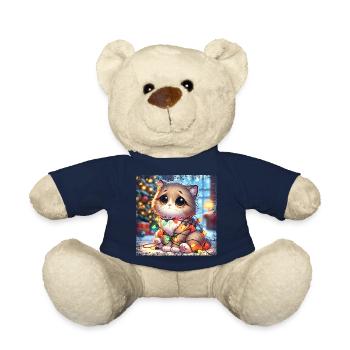 Cute Christmas Cat - Fairy Lights Chaos in the - Teddy Bear - french navy - Front