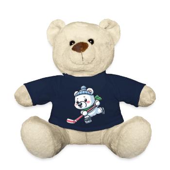 Polar Bear in Ice Hockey - Cool and Sporty - Teddy Bear - french navy - Front