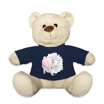 Niedliches Schwein vor buntem Klecks - Teddy - French Navy - Vorne