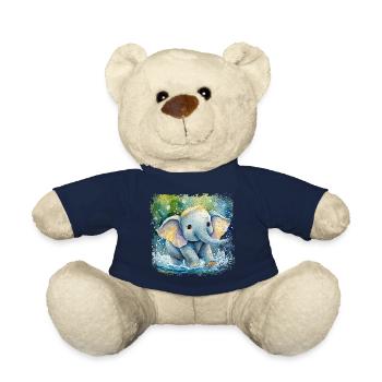 Cute baby elephant playing in the water - Teddy Bear - french navy - Front