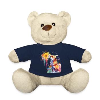 Fuchs mit Aquarellblume, Fuchs - Teddy - French Navy - Vorne