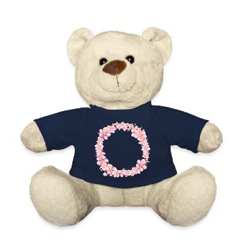 Couronne de fleurs roses pour la décoration printanière - Nounours - bleu marine - Devant