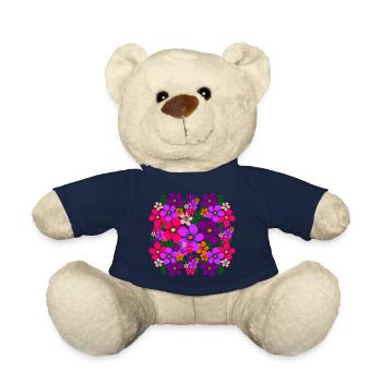 colorful floral pattern blossom floral floral flower - Teddy Bear - french navy - Front
