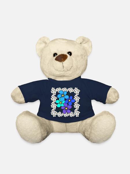 Floral Floral Floral Vine Blooming Flower - Teddy Bear - french navy