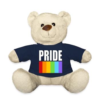 Pride Regenbogenflagge sauberes Design mit fettem Text - Teddy - French Navy - Vorne