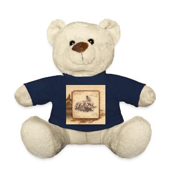 Dampflok, alter Bahnhof. Vintage Art für Lokführer - Teddy - French Navy - Vorne