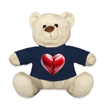 Cœur brisé - Saint-Valentin - Nounours - bleu marine - Devant