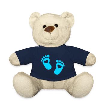 Bébé doux bébé coeur parents Enceinte pieds bébé - Nounours - bleu marine - Devant