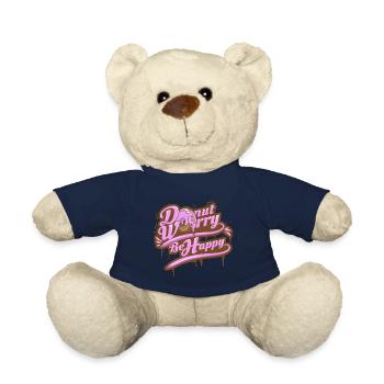 Donut Worry Be Happy Quote Citation de texte drôle - Nounours - bleu marine - Devant