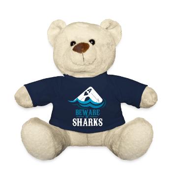 Attention Sharks Poker Strong Gift - Teddy Bear - french navy - Front