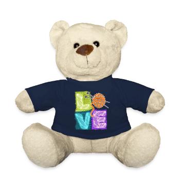 I love knitting and crocheting and wool - Teddy Bear - french navy - Front