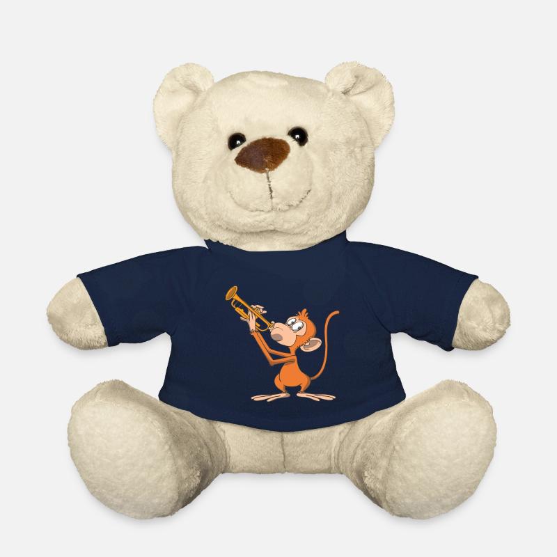 Le singe joue de la trompette - Nounours - bleu marine