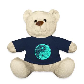 Signe d'icône graphique turquoise Yin Yang Chine - Nounours - bleu marine - Devant