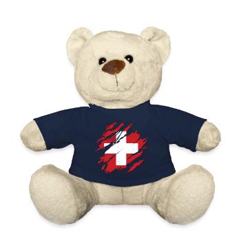 Schweiz Flagge Risse Kratzer Kratzspuren CH - Teddy - French Navy - Vorne