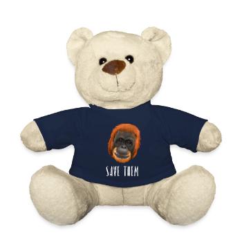 Monkey Ape Orang Utan - save them - Teddy Bear - french navy - Front