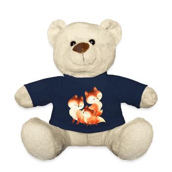 Fox foxes foxy forest animal family red fox cute - Teddy Bear - french navy - Front