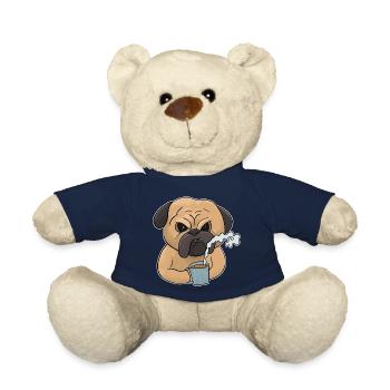 Chien grincheux avec café muffins du matin - Nounours - bleu marine - Devant