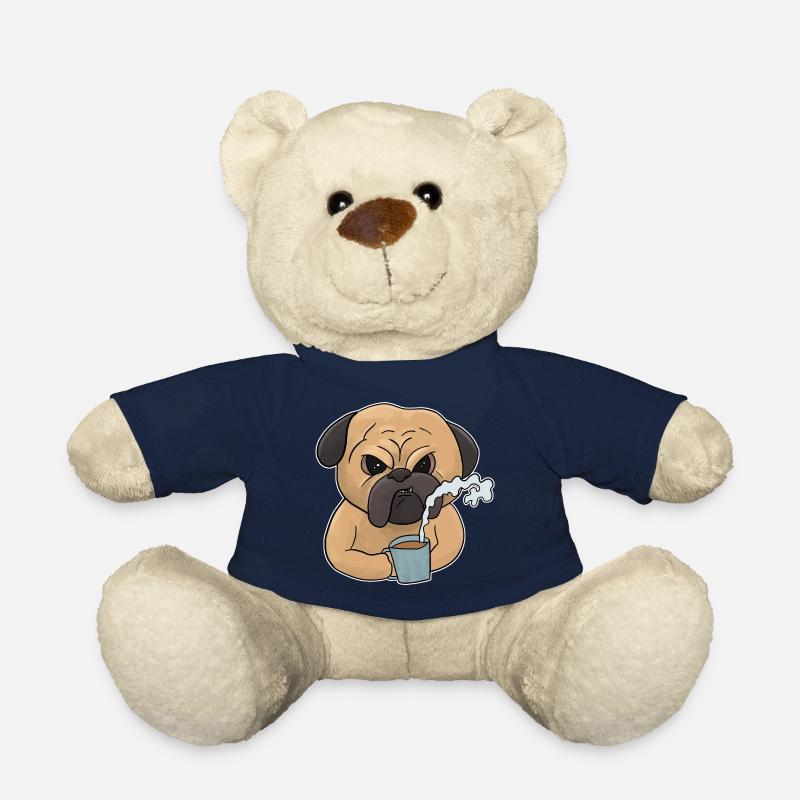 Mürrischer Mops-Hund mit Kaffee Morgenmuffel - Teddy - French Navy