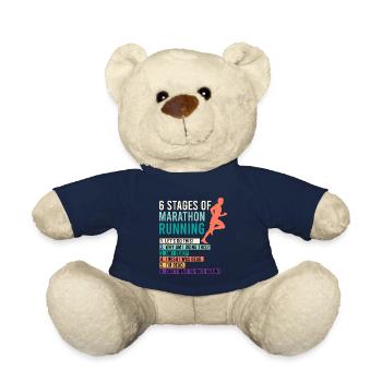 6 Stages of Marathon Running Saying Runner Funny - Teddy Bear - french navy - Front