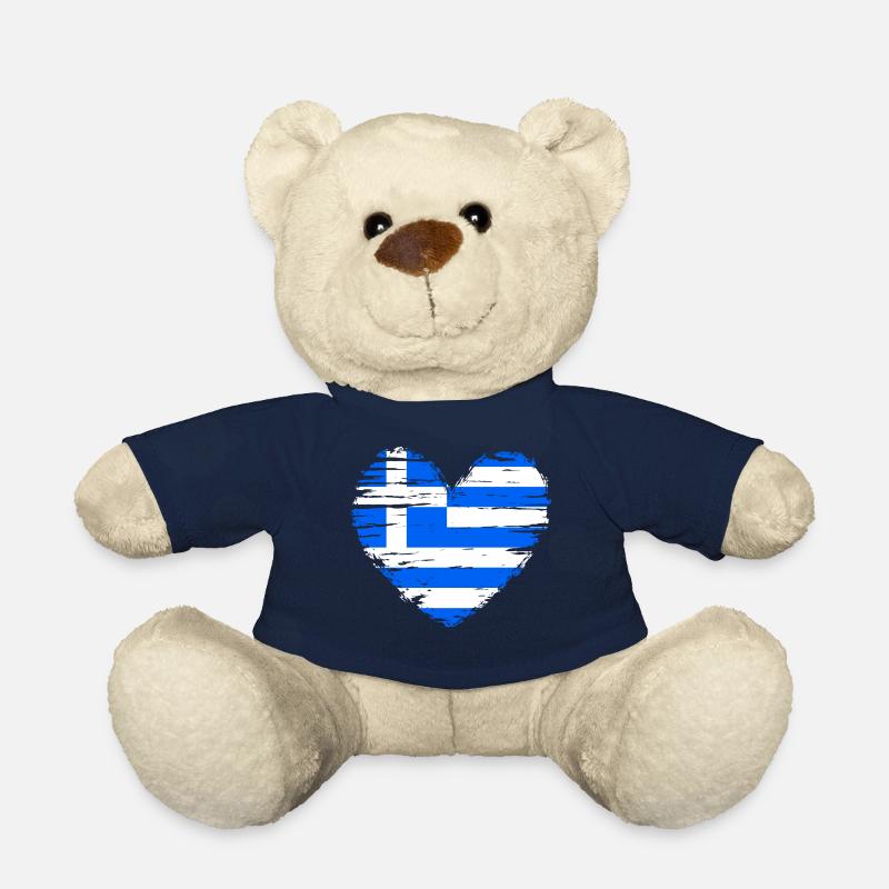 Grece coeur drapeau drapeau blason - Nounours - bleu marine