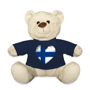Finlande coeur drapeau blason - Nounours - bleu marine - Devant