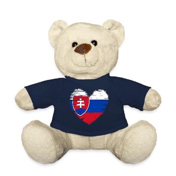 Slovakia Heart Flag Flag Coat of Arms - Teddy Bear - french navy - Front