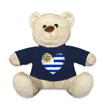 Uruguay Heart Flag Flag Coat of Arms - Teddy Bear - french navy - Front