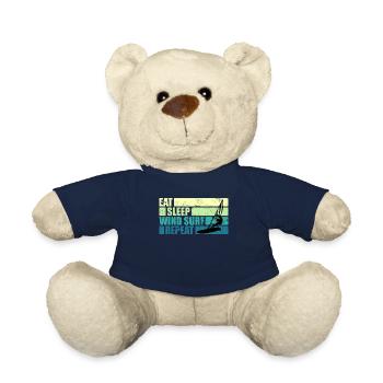 Vintage Windsurfer Geschenk Eat Sleep Windsurf - Teddy - French Navy - Vorne