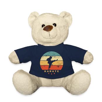 KARATÉ - L’enfant fait du karaté kick - Arts martiaux rétro - Nounours - bleu marine - Devant