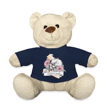 Totenschädel mit Sapere Aude Spruchband und Rosen - Teddy - French Navy - Vorne