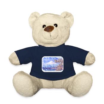 Japan Watercolor Sketch Hand Drawn Illustration - Teddy Bear - french navy - Front