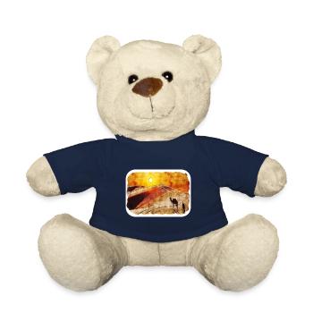 Marrakech Morrocco Watercolor Sketch Drawn Paintin - Teddy Bear - french navy - Front