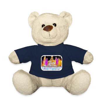 Madrid Spain Watercolor Sketch Painting Drawing - Teddy Bear - french navy - Front