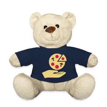 Hand überreicht Pizza mit Salami und Pilzen - Teddy - French Navy - Vorne