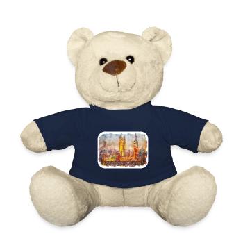 England UK Aquarell Skizze Handgezeichnetes Gemälde - Teddy - French Navy - Vorne