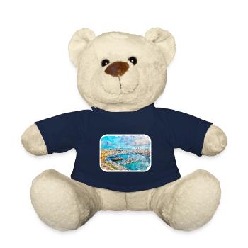 Malta Landmark Watercolor Sketch Paint Illustratio - Teddy Bear - french navy - Front